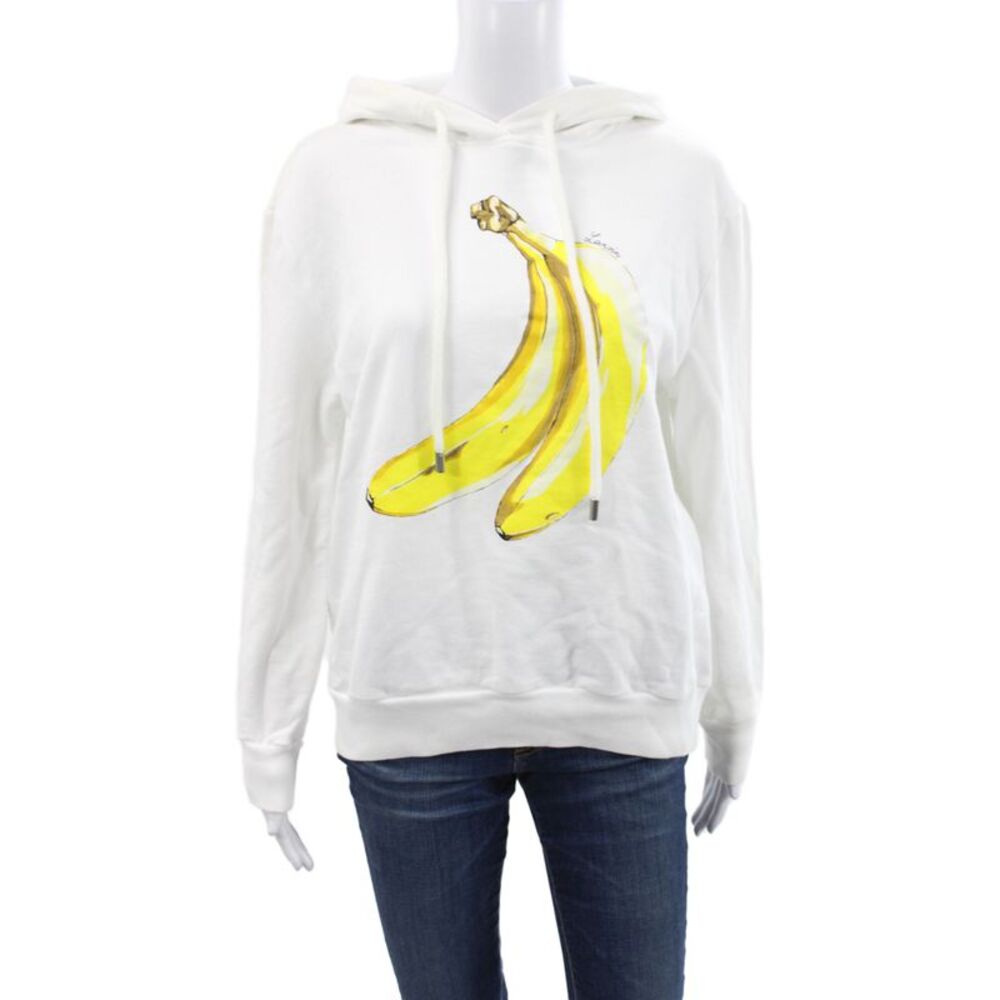 Lanvin Unisex Adults White High Neck Pullover Hoodie Cotton Long Sleeve Size M